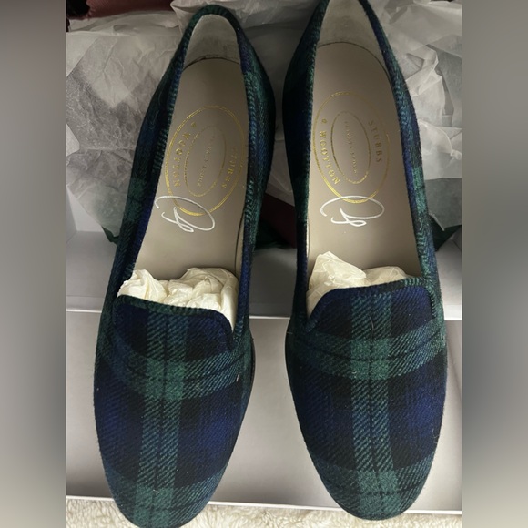 Stubbs & Wootton Men's Tartan Loafers - Navy and Forest Green